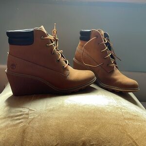 Tan Nubuck Timberland Wedge Boots